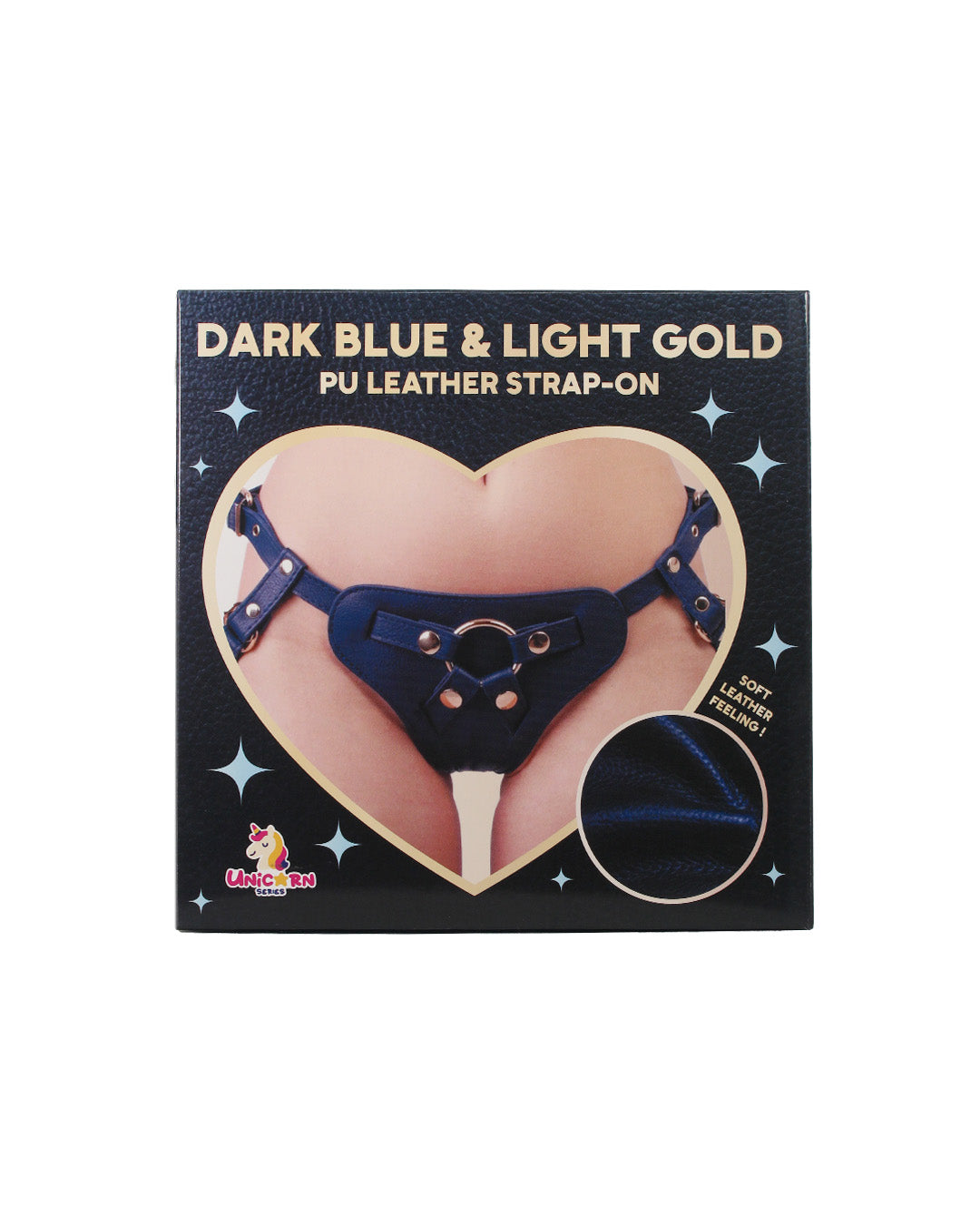 Unicorn Series - Dark Blue and Light Gold PU Leather Strap-on Harness