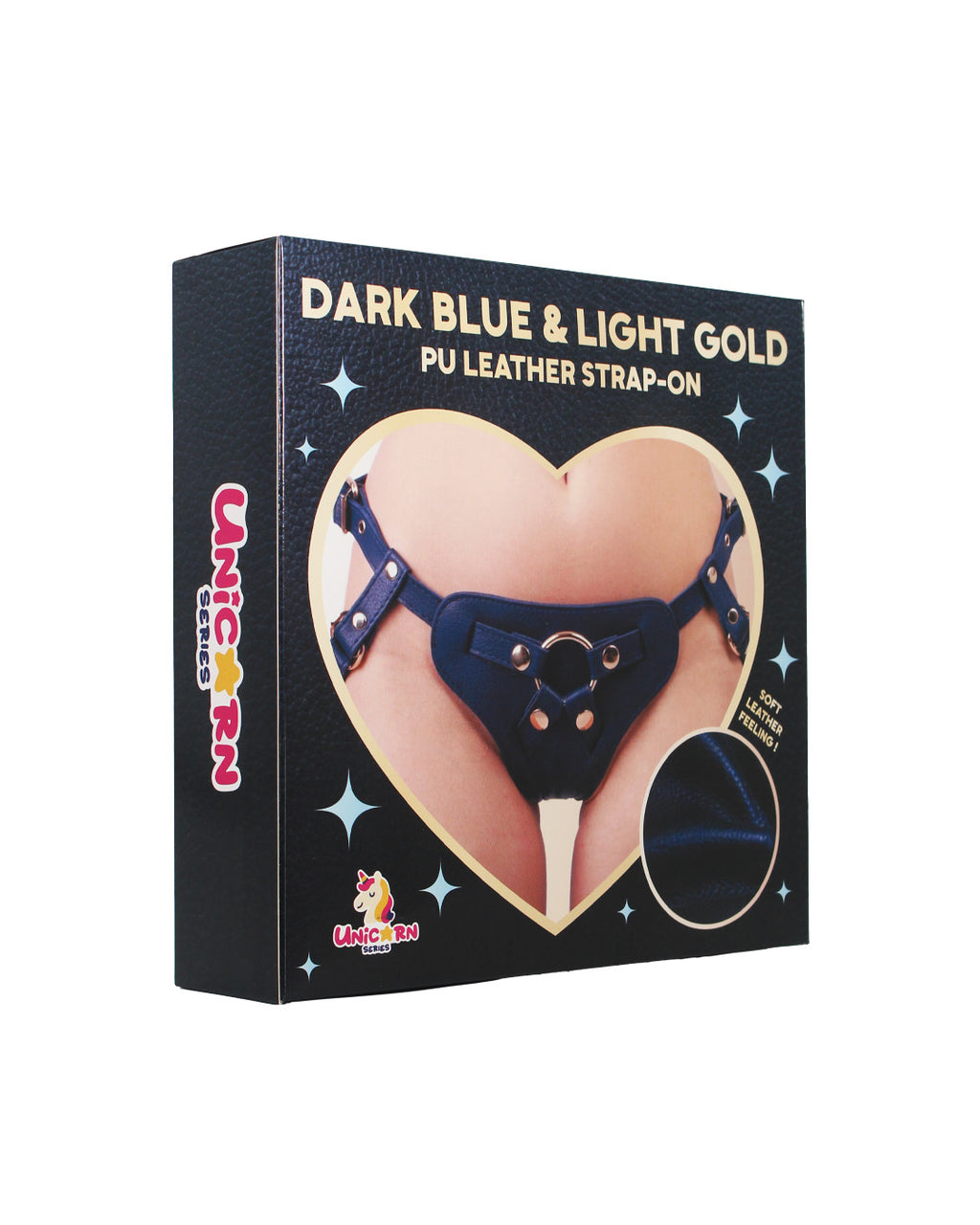 Unicorn Series - Dark Blue and Light Gold PU Leather Strap-on Harness