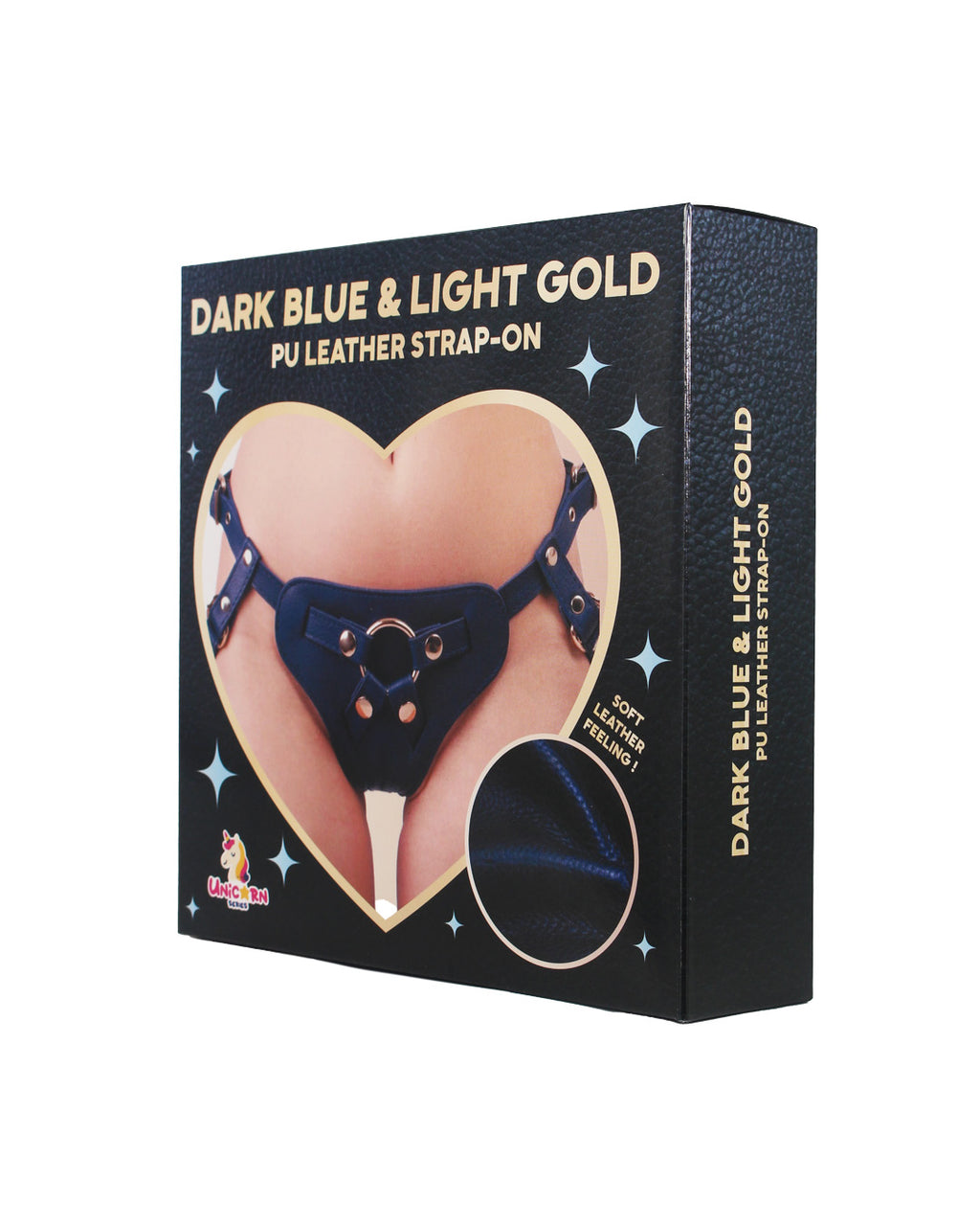 Unicorn Series - Dark Blue and Light Gold PU Leather Strap-on Harness