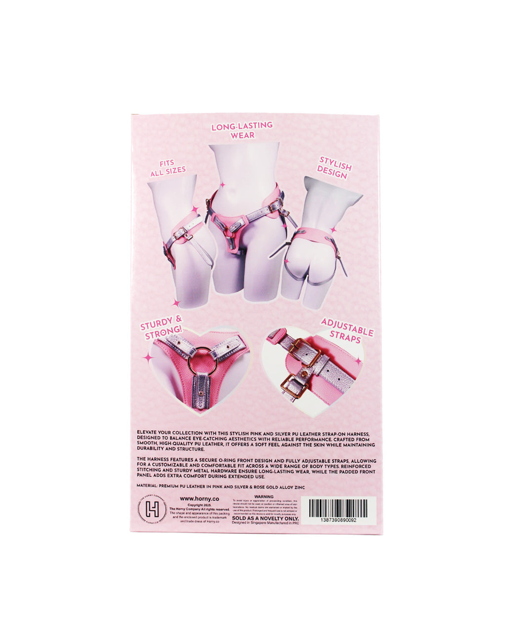 Unicorn Series - Pink and Silver PU Leather Strap-On Harness