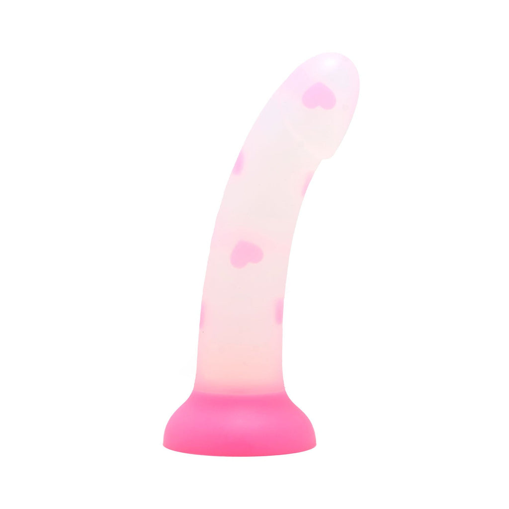 Unicorn Series - 6.8-inches Pink Heart Silicone Suction Cup Dildo Glow in the Dark